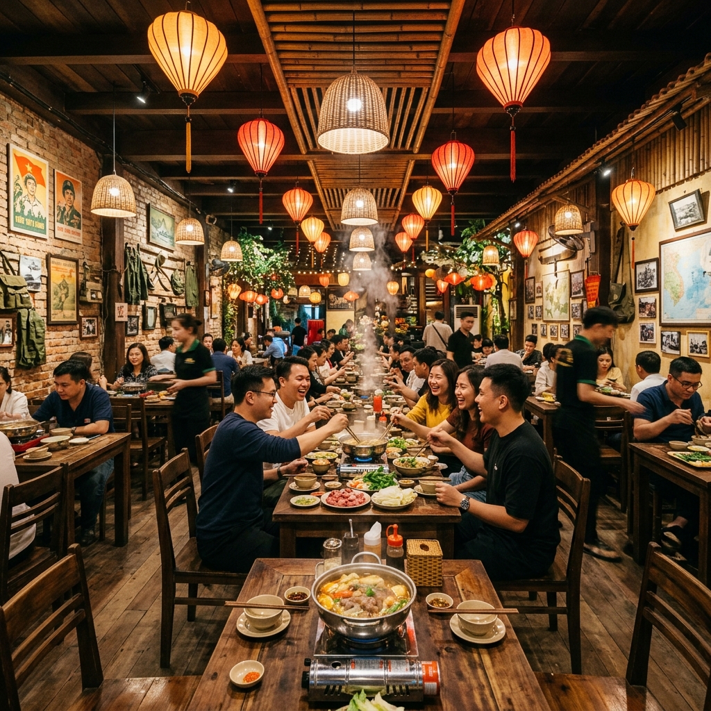 Không gian nhà hàng Lẩu Lính